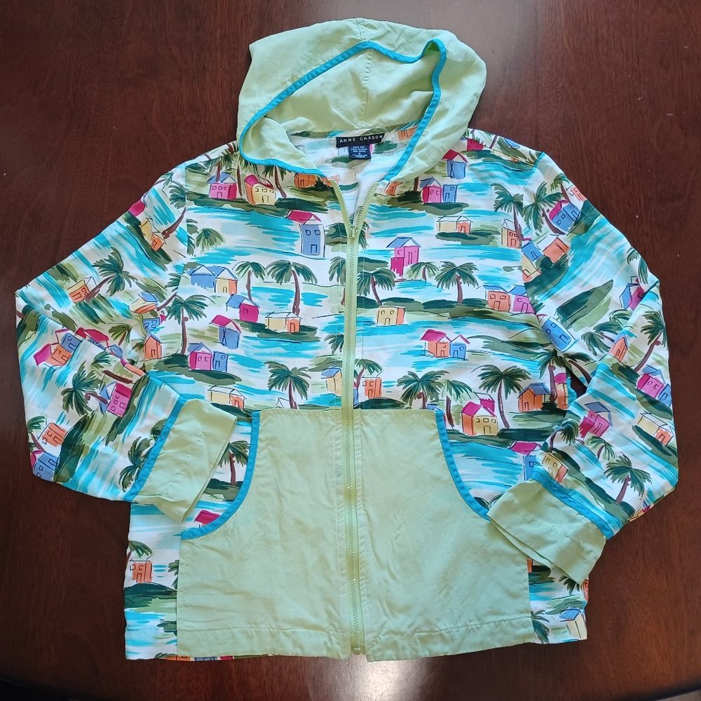 Anne Carson 100% Silk hoodie jacket blazer Size S